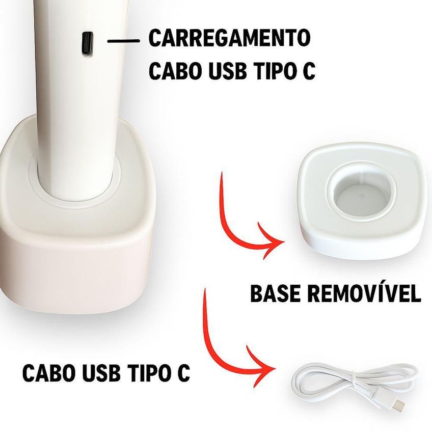 Raquete Elétrica Mata Insetos Recarregável Com Base E Luz Led Armadilha Para Mosquito Pernilongo - imagem 4