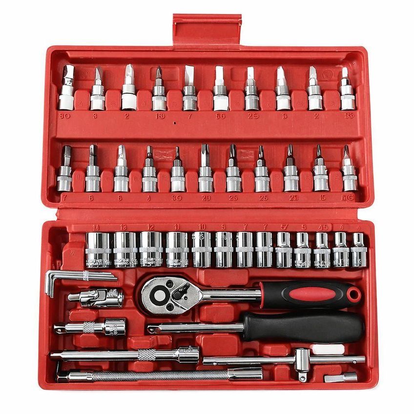Kit De Ferramentas 46 Peças Com Maleta Aço Cromo Vanádio Chave Catraca Utimix - imagem 3