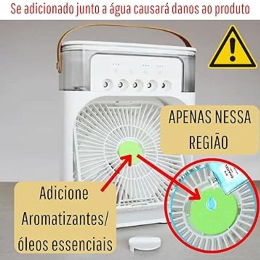 Ventilador Portátil De Mesa Mini Ar Condicionado Umidificador Utimix Branco 3 Velocidades 5v - imagem 5