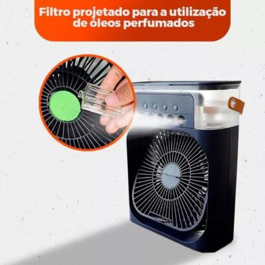 Ventilador Portátil De Mesa Utimix Mini Ar Condicionado Umidificador Preto 3 Velocidades 5v - imagem 2