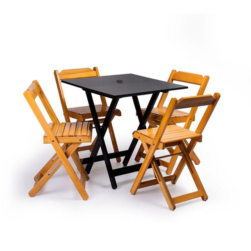 Kit 6 Conjuntos Dobráveis 70x70 Com 4 Cadeiras Preto Mel MDF M.B Móveis - imagem 3