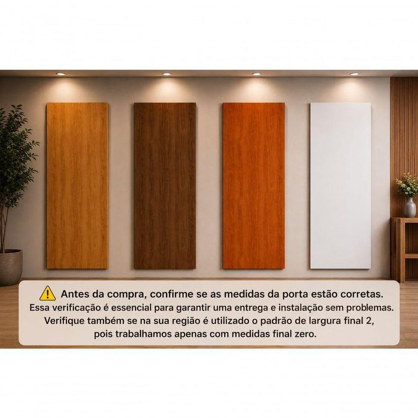 Porta De Abrir Lisa 2 Folhas 210cm Mdf Envernizado Imbuia Ravilar 80cm - imagem 3