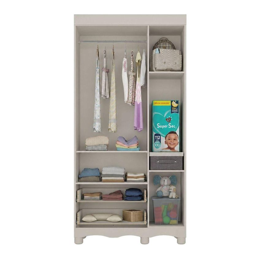 Guarda-roupa Infantil 92cm 3 Portas E 2 Gavetas Dengo Multimóveis MP4437 - Off White - imagem 5