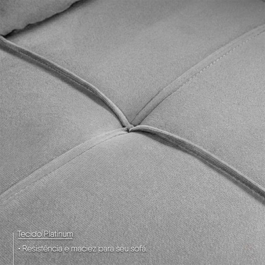 Sofá De Canto Com Chaise Ibarra 4 Lugares 186cm Cinza Suede King House - imagem 3