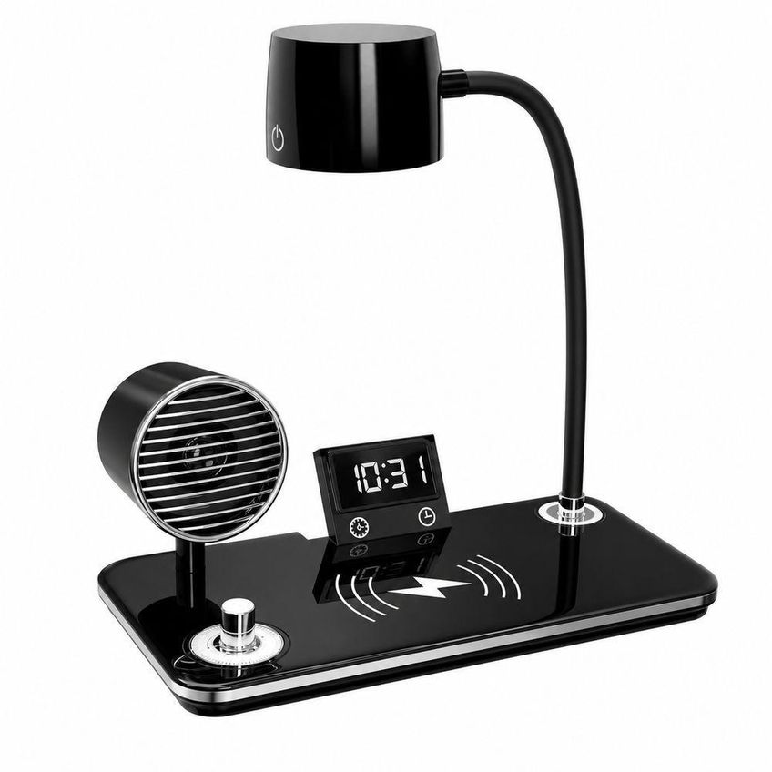 Luminária De Mesa Com Caixa De Som E Carregador Sem Fio Utimix Led Ajustável 5v Branco - imagem 2