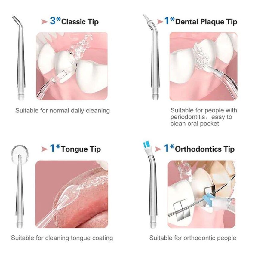 Irrigador Oral Portátil Utimix Recarregável USB 3 Modos De Jato Com Bicos Limpeza Dental 220ml - imagem 3