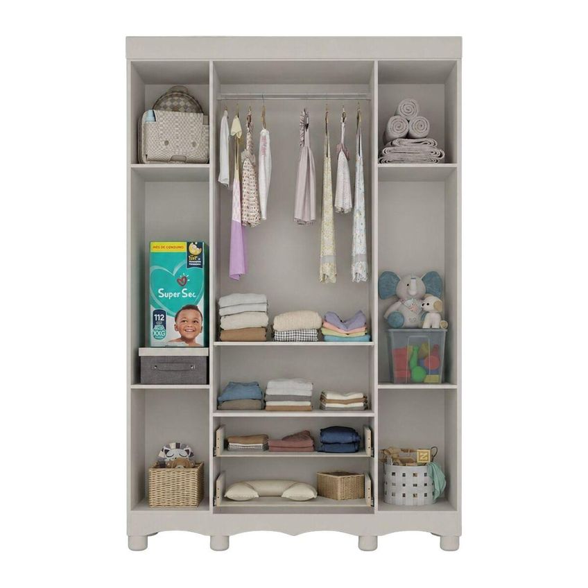Guarda-roupa Infantil 122cm 4 Portas E 2 Gavetas Dengo Multimóveis Mp4438 Off White - imagem 5