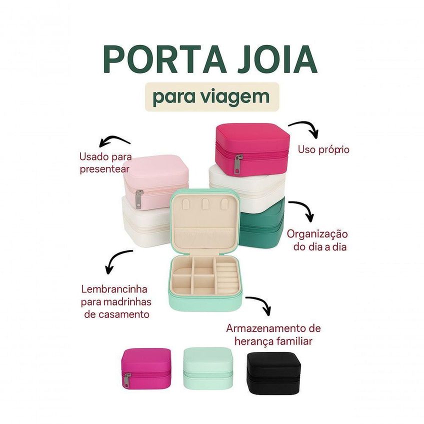 Porta-joias De Viagem Utimix Couro Sintetico Preto Organizador De Anel Brinco Colar E Relogio - imagem 3