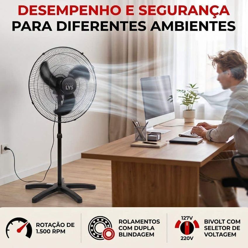 Ventilador De Coluna Casa E Lys 210w 60cm 3 Pás Preto Vellum Bivolt - imagem 3