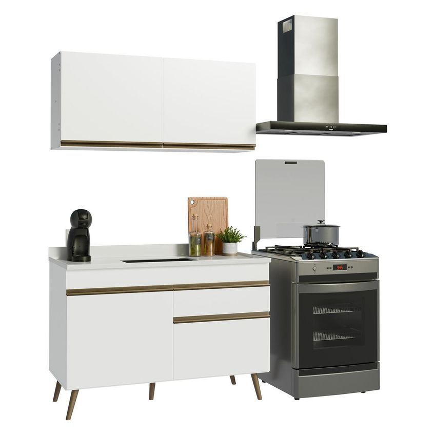 Armário Cozinha Modulada Compacta Balcão Com Pia 120cm Florença Multimóveis Mcr2451 Branco/gelo - imagem 2