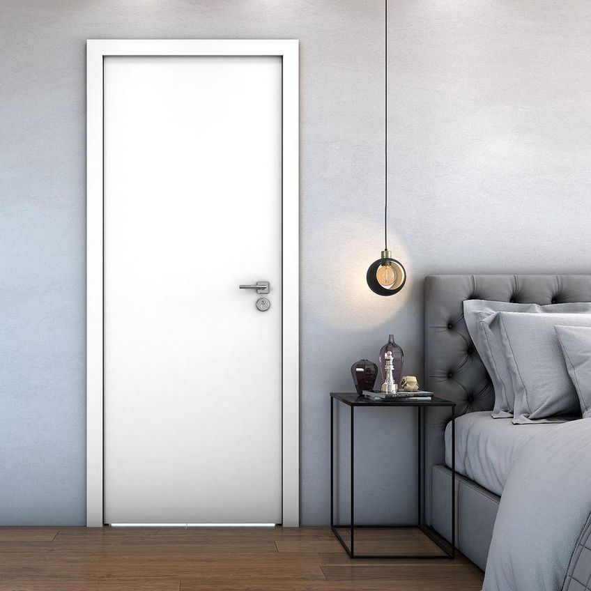 Porta De Abrir Lisa 210cm Interna MDF Com Madeira Pinus Para Quarto Branca Ravilar - imagem 2