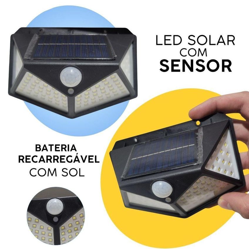 Balizador Com Energia Solar Luminária De Parede Com Sensor De Movimento Branco Decorshop - imagem 3