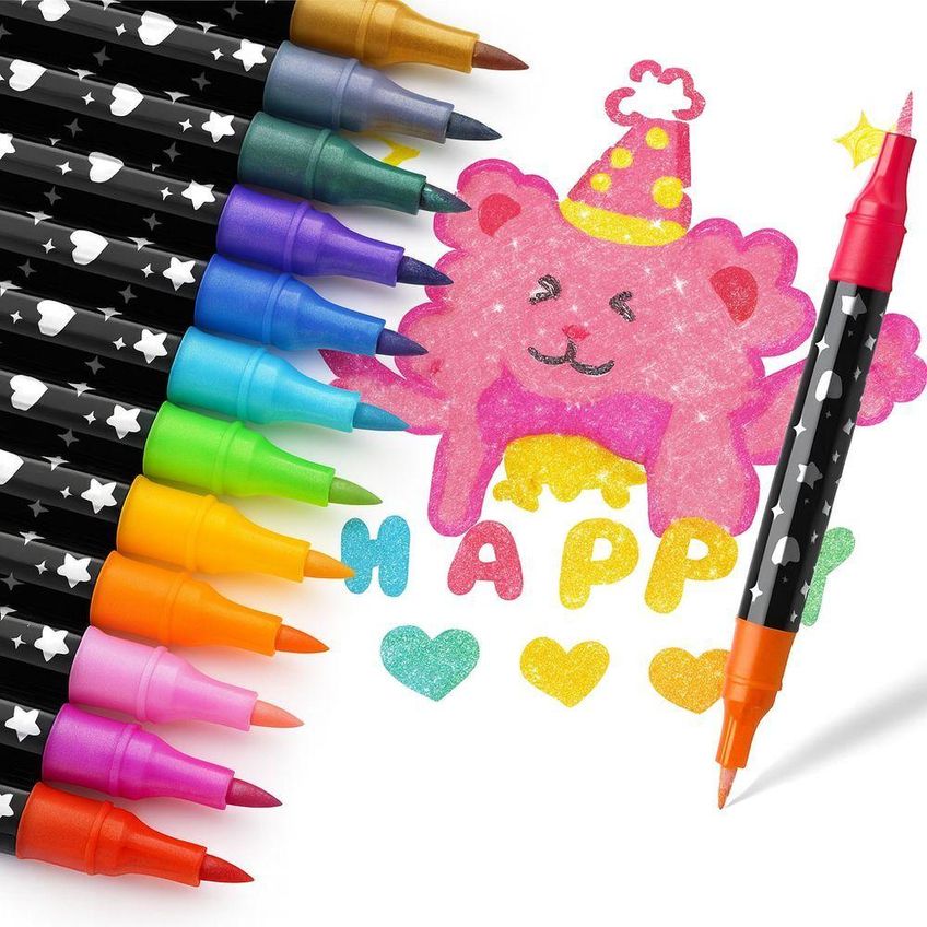 Kit De Canetas Para Colorir Com Glitter Utimix 48 Cores Duas Pontas Estojo Para Desenho Arte - imagem 2