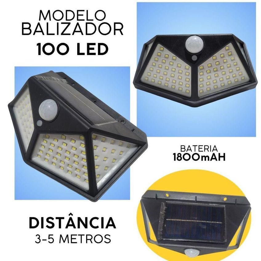 Balizador Com Energia Solar Luminária De Parede Com Sensor De Movimento Branco Decorshop - imagem 5