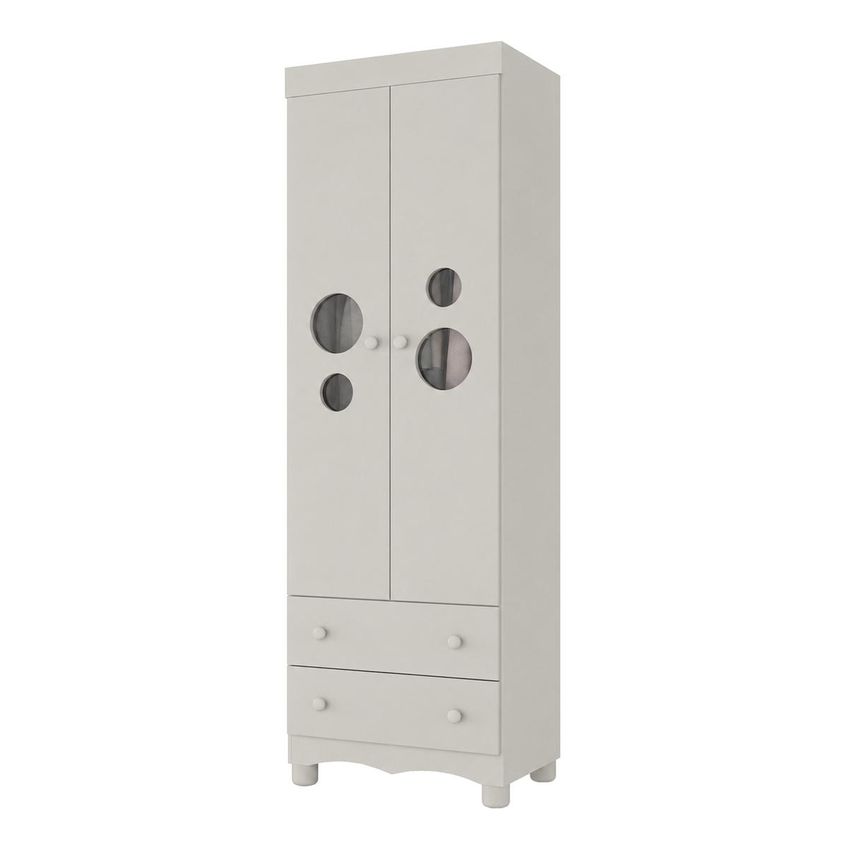 Guarda-roupa Infantil 62cm 2 Portas Com Vidro E 2 Gavetas Suspiro Multimóveis Mp4456 Off White - imagem 2