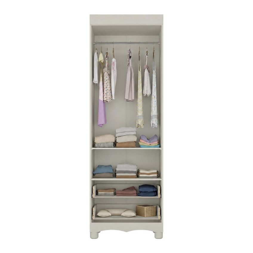 Guarda-roupa Infantil 62cm 2 Portas Com Vidro E 2 Gavetas Suspiro Multimóveis Mp4456 Off White - imagem 5