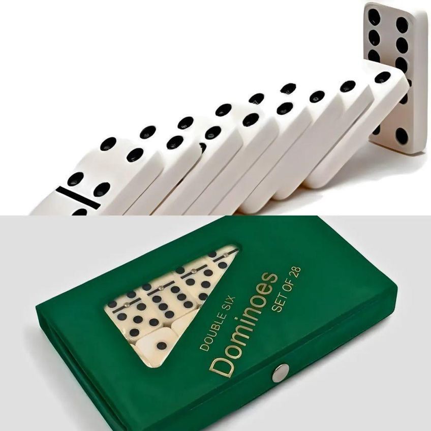 Jogo De Dominó Profissional 28 Peças Em Resina Dura Peça Grande Antiderrapante Estojo Utimix - imagem 4