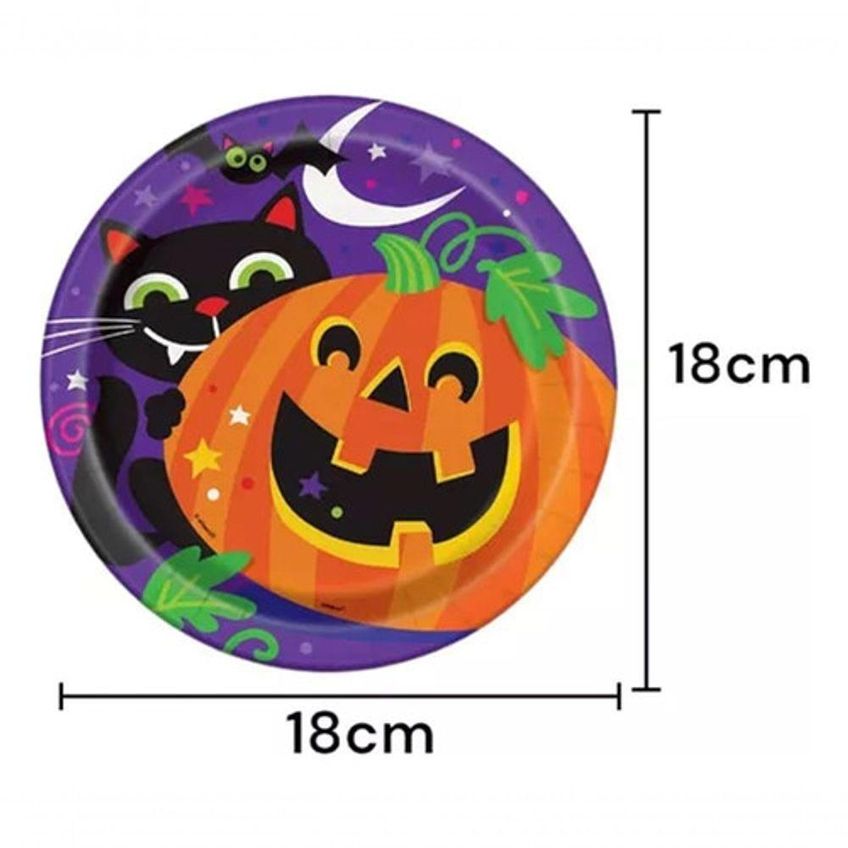 Pratinhos Descartáveis Halloween Papel Biodegradável 18cm Kit 10 Unidades Laranja Premium Colchões - imagem 3