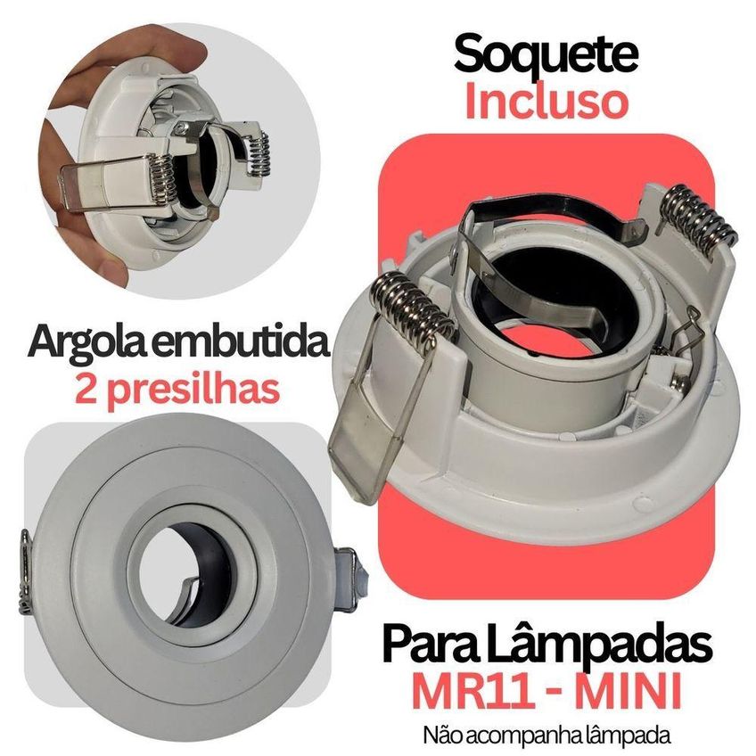 Spot De Embutir Mini Redondo Foco Direcionável Branco Bella Iluminação - imagem 4