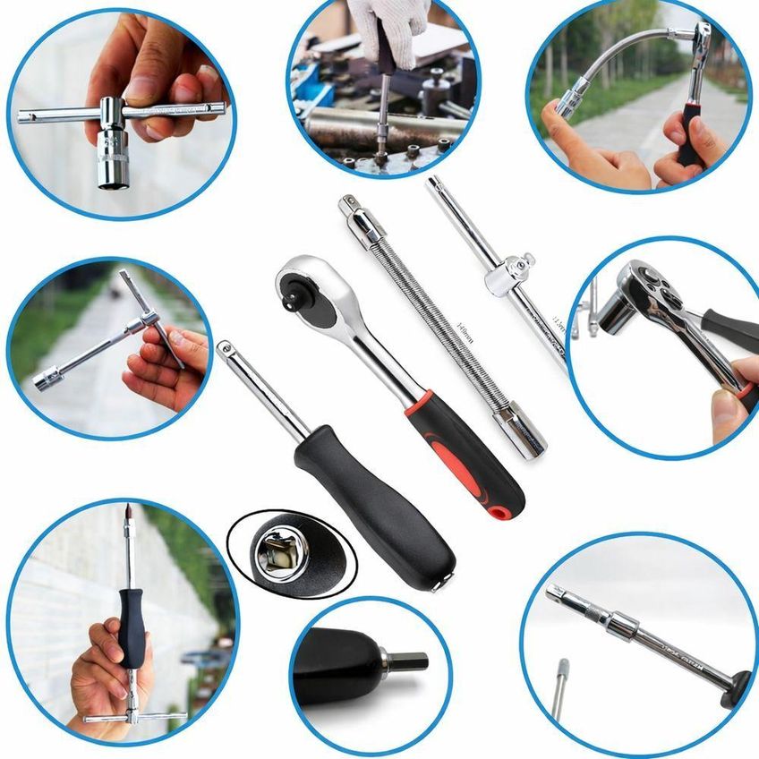Kit De Ferramentas 46 Peças Com Maleta Aço Cromo Vanádio Chave Catraca Alicate E Bits Utimix - imagem 4