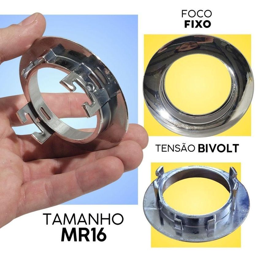 Spot De Embutir Redondo Fixo Cromado MR16 GU10 Bivolt Decorshop - imagem 3