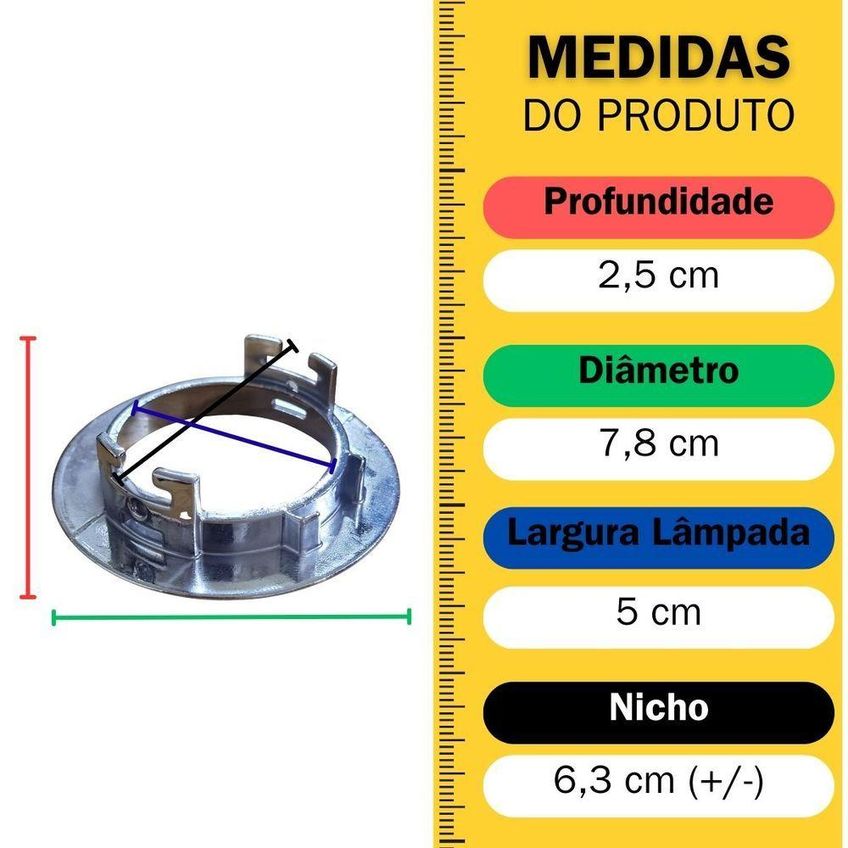 Spot De Embutir Redondo Fixo Cromado MR16 GU10 Bivolt Decorshop - imagem 4