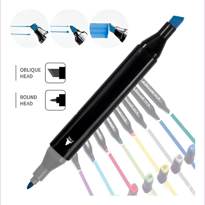 Kit Marcadores Ponta Dupla Fina 0 E 6mm E Pincel 0 E 8mm 48 Unidades Com Estojo Colorido - imagem 3