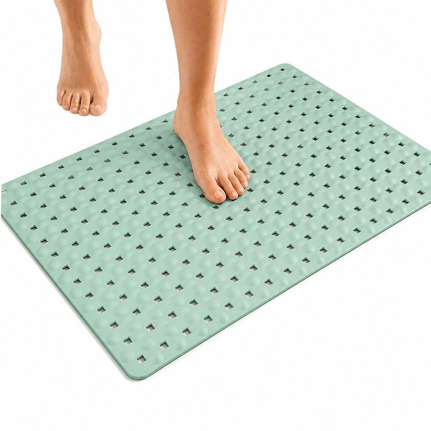 Tapete De Banheiro Antiderrapante Para Box Com Ventosas Vazado Preto Utimix - imagem 3