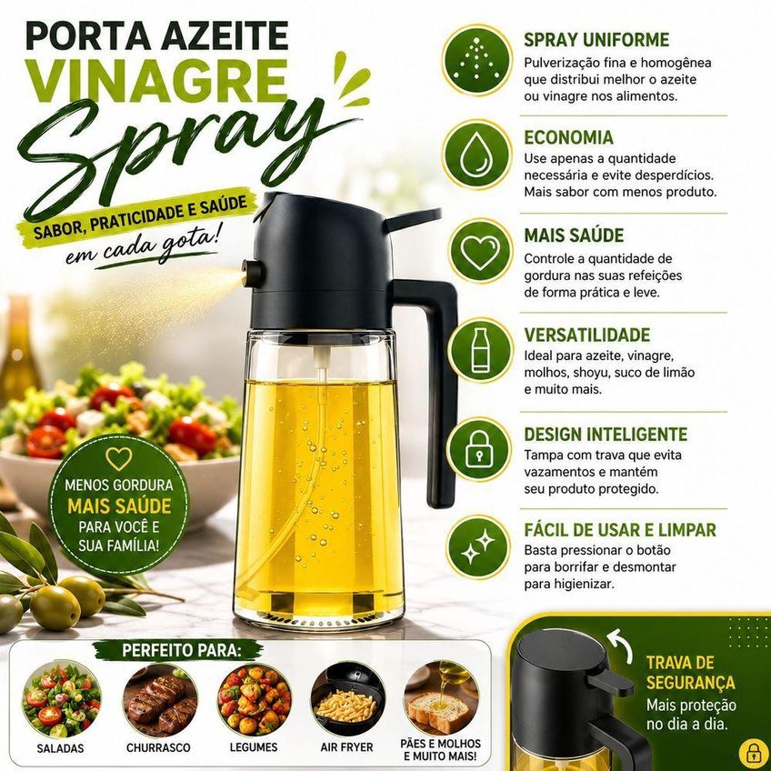 Porta Azeite E Vinagre Spray Em Vidro Para Cozinha Branco Utimix - imagem 4