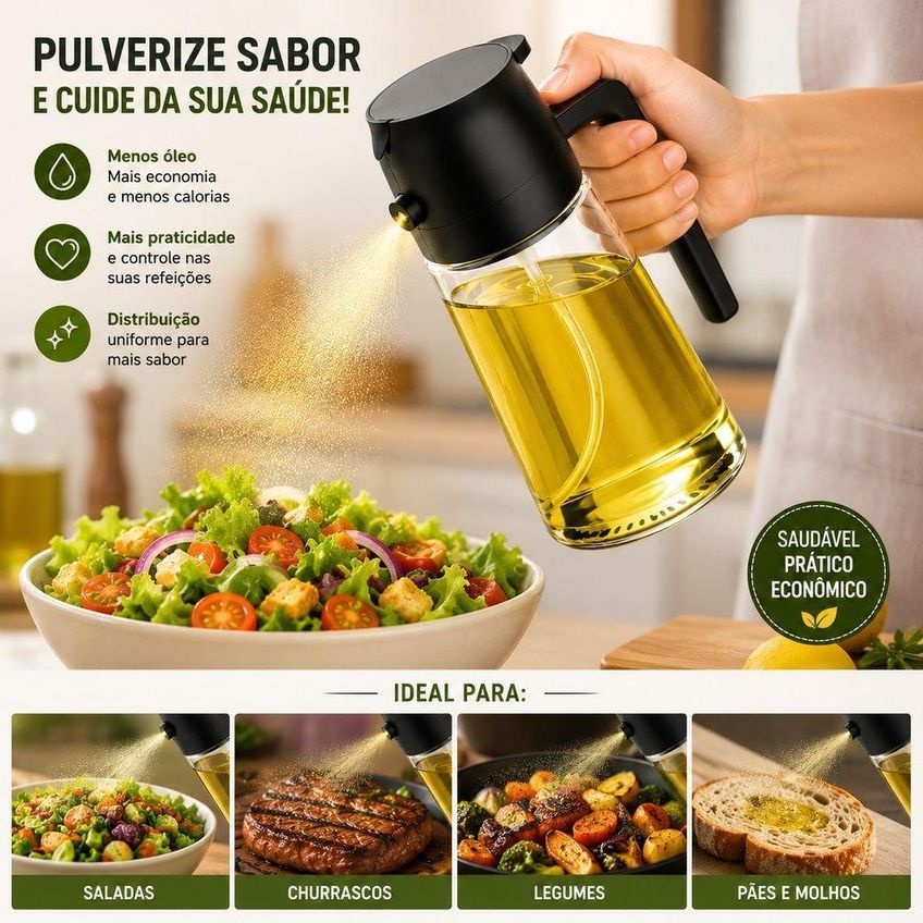 Porta Azeite E Vinagre Spray Em Vidro Para Cozinha Branco Utimix - imagem 5