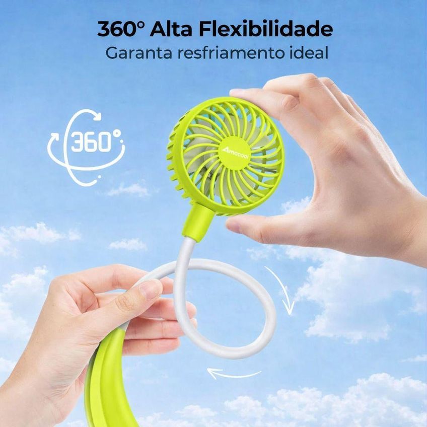 Ventilador De Pescoço Portátil Recarregável Utimix Branco Flexível Sem Hélice 3 Velocidades - imagem 3
