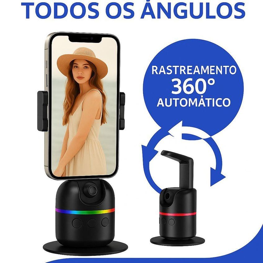 Suporte Gimbal Para Celular Utimix Rastreador Facial 360 Estabilizador Automático Recarregável Live - imagem 4