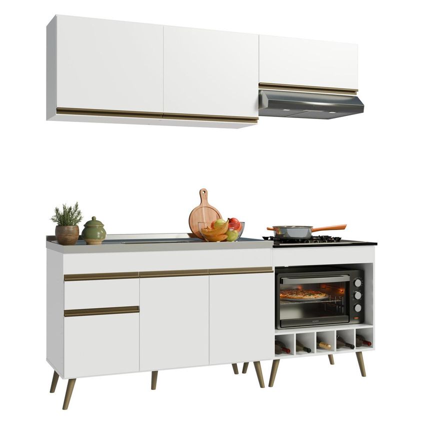 Cozinha Modulada Compacta Para Forno/cooktop Com Pia 190cm Florença Multimóveis Mcr2467 Branco - imagem 2