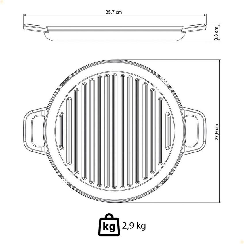 Chapa Redonda Tramontina Em Ferro Fundido Com Acabamento Pre-seasoned 27 Cm 1,3 L 28763027 - imagem 3