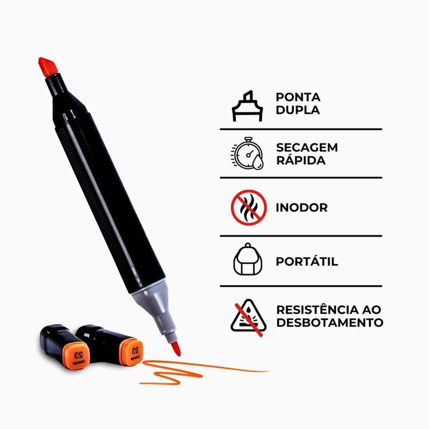 Conjunto De Canetas Marcador Permanente Ponta Dupla Utimix Com Estojo Escolar Coloridas - imagem 3