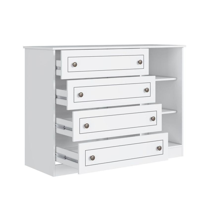 Cômoda Infantil Americana Frentes Em MDF 4 Gavetas 1 Porta Branca Yescasa Branco Fosco - imagem 4