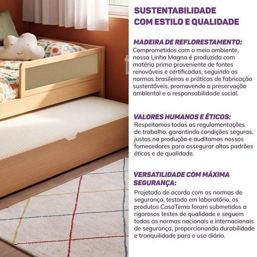 Cama Auxiliar Com Frente Em Madeira Maciça Magna Kids Casatema Marrom/natural Mel - imagem 4