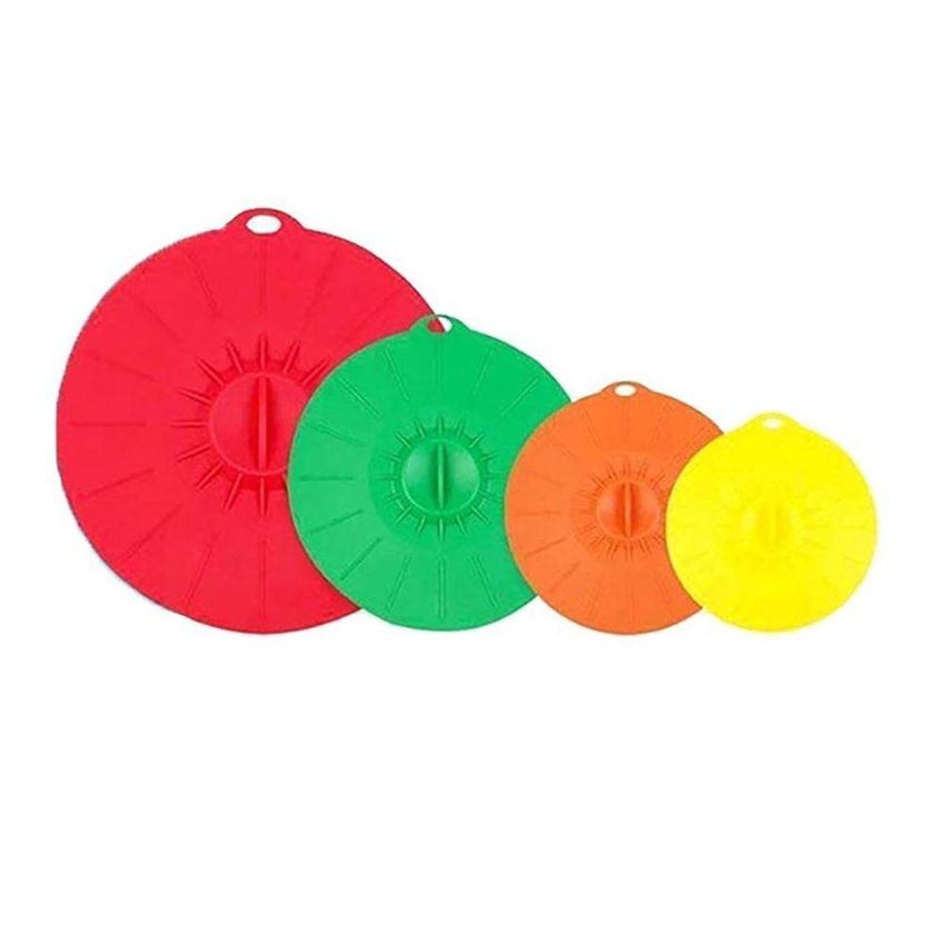 Kit Tampas Silicone Sucção 4 Peças A Vácuo Para Cozinhar E Guardar Alimentos Transparente - imagem 3