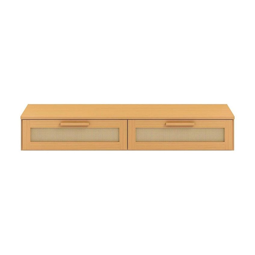 Escrivaninha Suspensa 120cm Madeira Maciça E Rattan Magna Kids Casatema Marrom Natural - imagem 4
