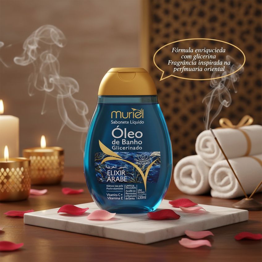 Sabonete Liquido Oleo De Banho Glicerinado Elixir Árabe Muriel 230ml - imagem 3