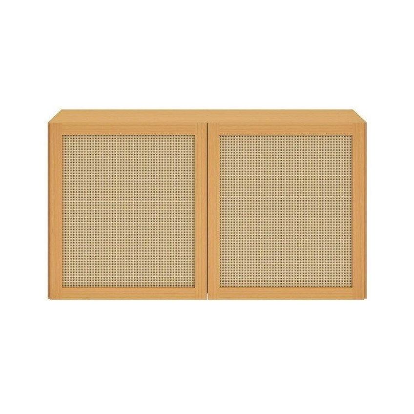 Armário Aéreo 120cm Em Madeira Maciça E Rattan Magna Kids Casatema Marrom/natura Mel Com Rattan - imagem 4