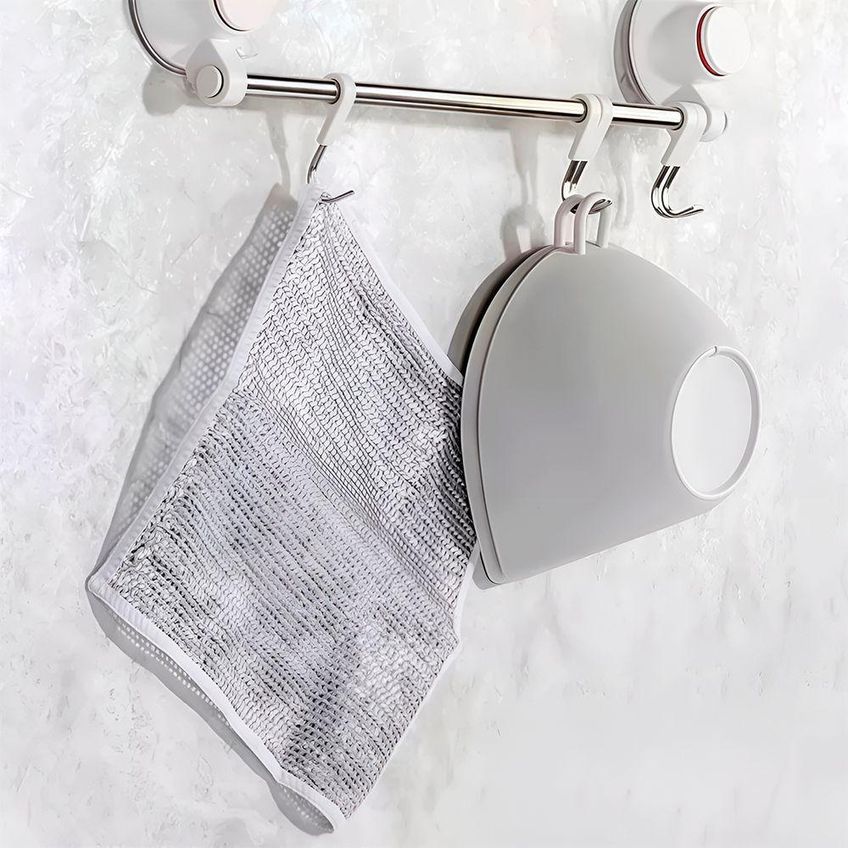 Kit 5 Panos Metálicos Para Limpeza Não Arranha Fio De Metal Reutilizável Prata - imagem 4