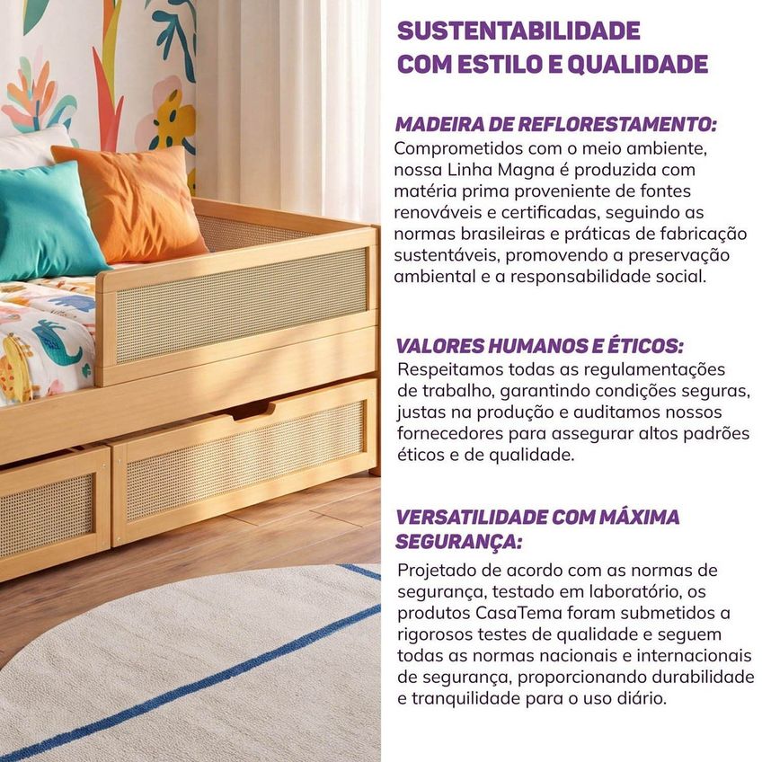 Kit 2 Gavetões Em Madeira Maciça E Rattan Magna Kids Casatema Madeiraoriginals Marrom/natural Natural - imagem 4