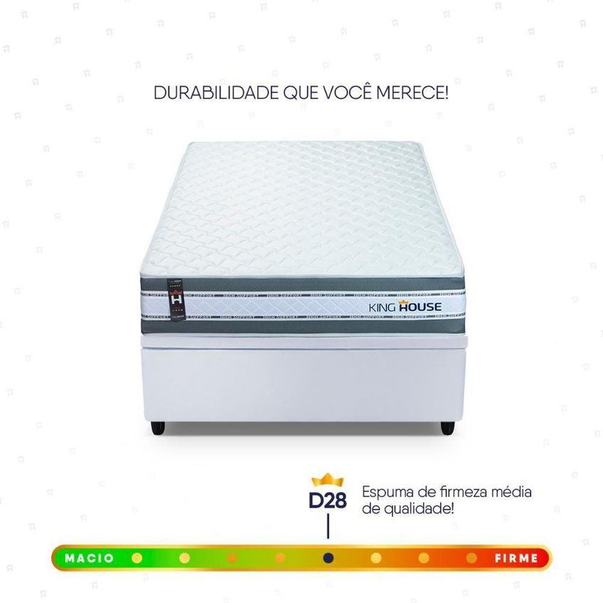 Cama Box Com Baú Solteiro Alpine Molas Ensacadas Courino Cinza King House 88cm - imagem 4