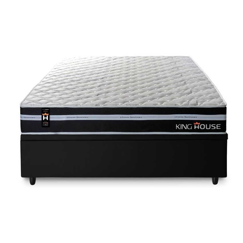 Cama Box Com Baú Casal Durham Molas Ensacadas Preto King House - imagem 2