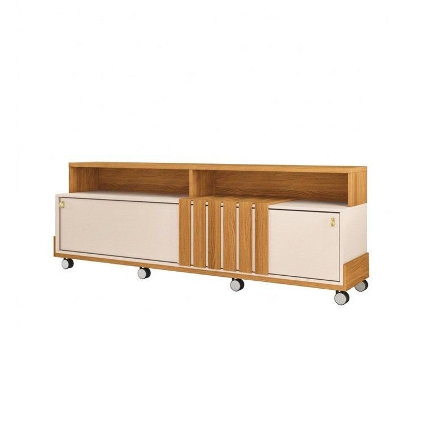 Rack Para TV Até 70 Polegadas 2 Portas De Correr Afrodite Espresso Móveis Cinamomo/Off White - imagem 2