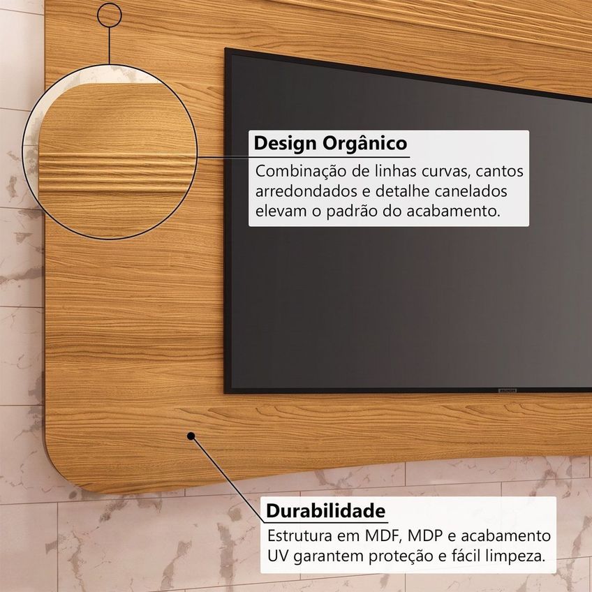 Painel Para TV Até 80" Polegadas 132cm X 200cm Hera Espresso Móveis Cinamomo - imagem 5