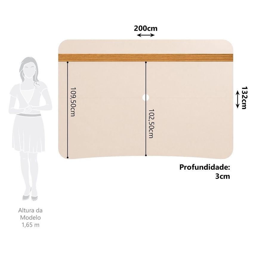 Painel Para TV Até 80 Polegadas 132cm X 200cm Hera Espresso Móveis Off White/Cinamomo - imagem 3
