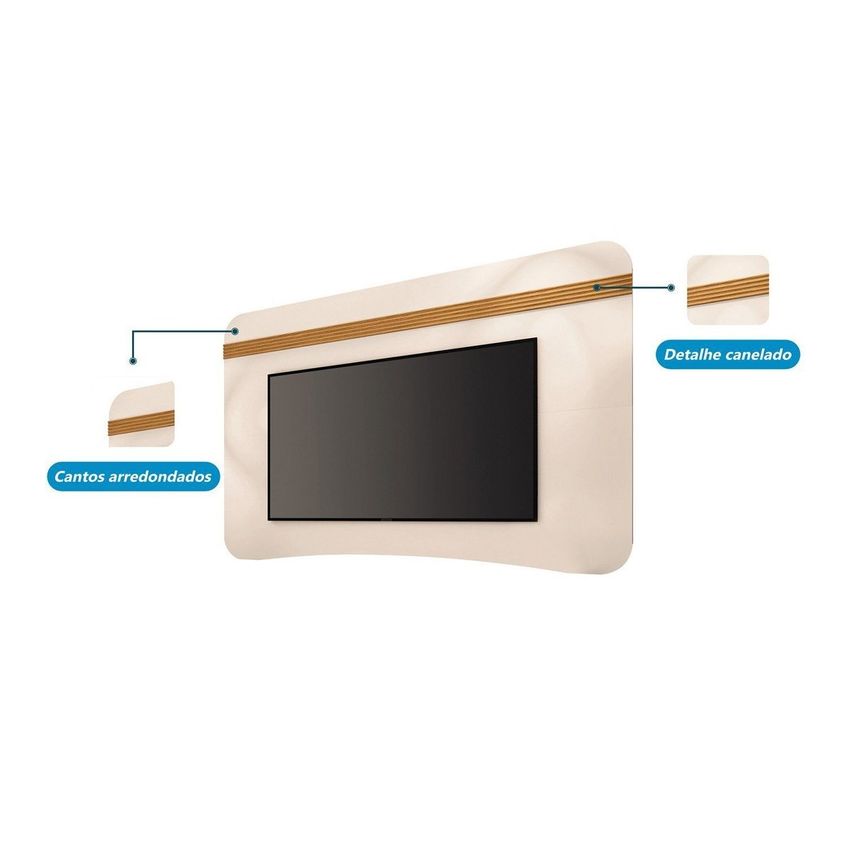 Painel Para TV Até 80 Polegadas 132cm X 200cm Hera Espresso Móveis Off White/Cinamomo - imagem 4