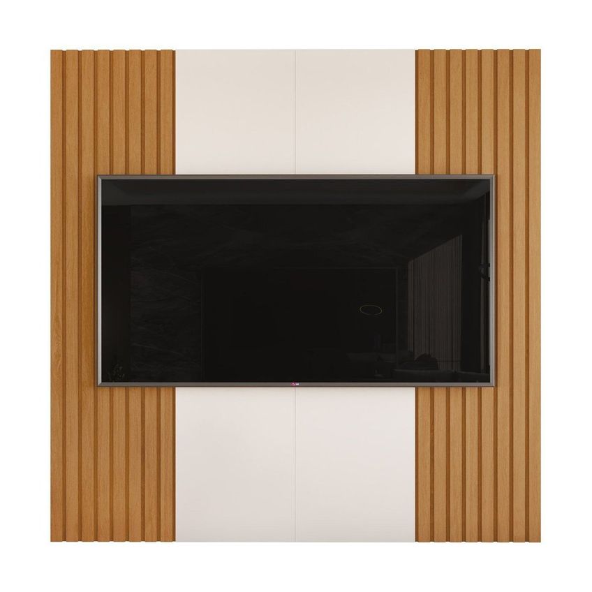 Painel Sierra 1.8 Para TV Até 75 Polegadas Com Ripado Real Off White Nature - imagem 2